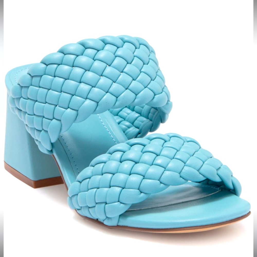 Steve Madden Light Blue Braided Block Heel Mules